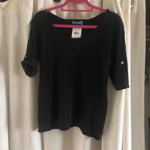 Fresh Produce Cotton Black Scoop Neck Tee, NWT Size L, Made in USA